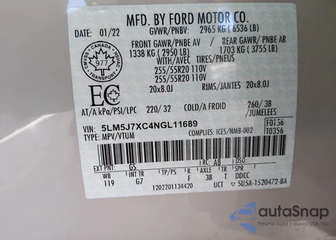 2022 Lincoln Aviator Reserve from USA, damaged, VIN 5LM5J7XC4NGL11689